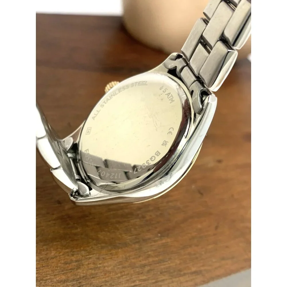 Fossil Women's Watch BQ3927 Quartz Silver Dial Two Tone Stainless Steel 30mm